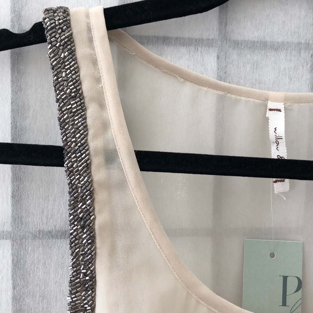 Piperlime Nude Tank with Beaded Trim